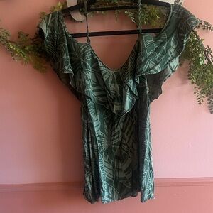 Old Navy Green Tropical Print Women's Blouse